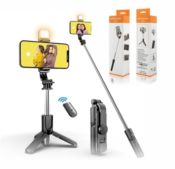 Selfie Stick Tripod R1s Bluetooth Remote Control Tripod Selfie Stick New Model With Wireless Remote Shutter Compatible With All Cell Phones – Selfie Stick With Light