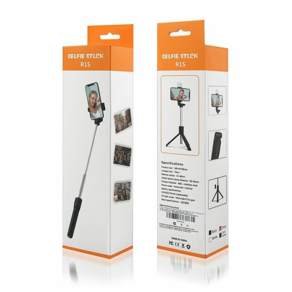 Selfie Stick Tripod R1s Bluetooth Remote Control Tripod Selfie Stick New Model With Wireless Remote Shutter Compatible With All Cell Phones – Selfie Stick With Light