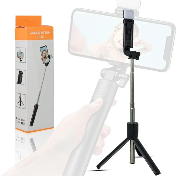 Selfie Stick Tripod R1s Bluetooth Remote Control Tripod Selfie Stick New Model With Wireless Remote Shutter Compatible With All Cell Phones – Selfie Stick With Light