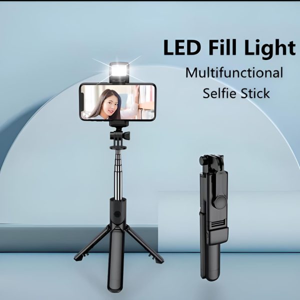 Selfie Stick Tripod R1s Bluetooth Remote Control Tripod Selfie Stick New Model With Wireless Remote Shutter Compatible With All Cell Phones – Selfie Stick With Light