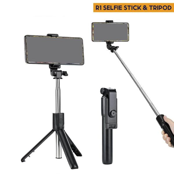 Selfie Stick Tripod R1s Bluetooth Remote Control Tripod Selfie Stick New Model With Wireless Remote Shutter Compatible With All Cell Phones – Selfie Stick With Light